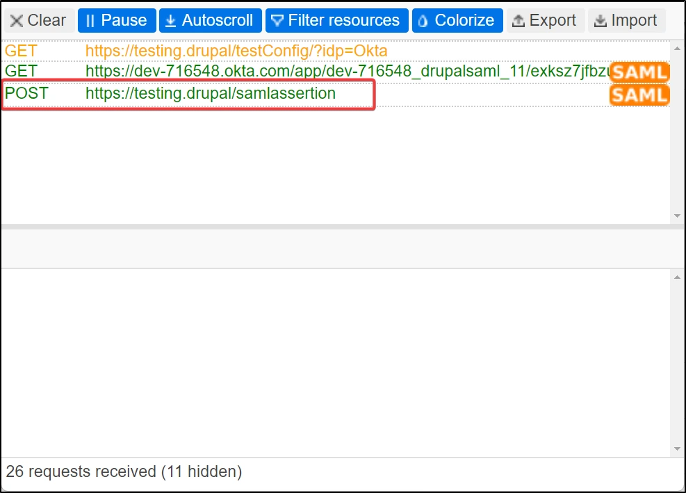 Open SAML Tracer Logs