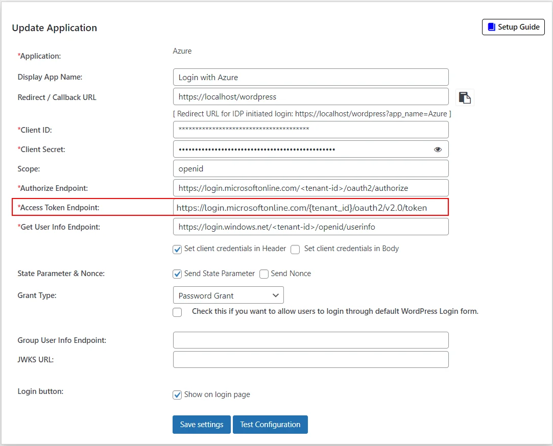 Token -endpoint-using azure ad